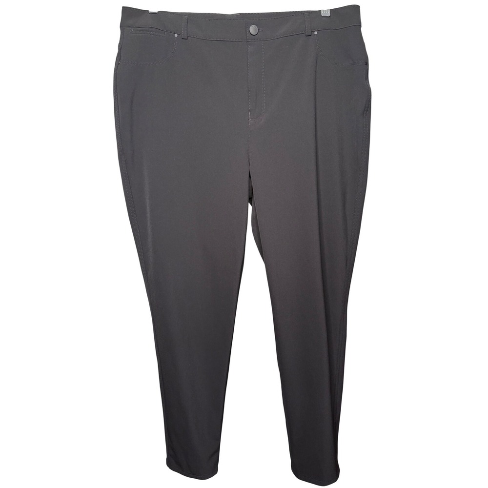 CHICO'S Womens Black Slim Leg Trousers w/ Pockets 14R Stretch Travelwear Office